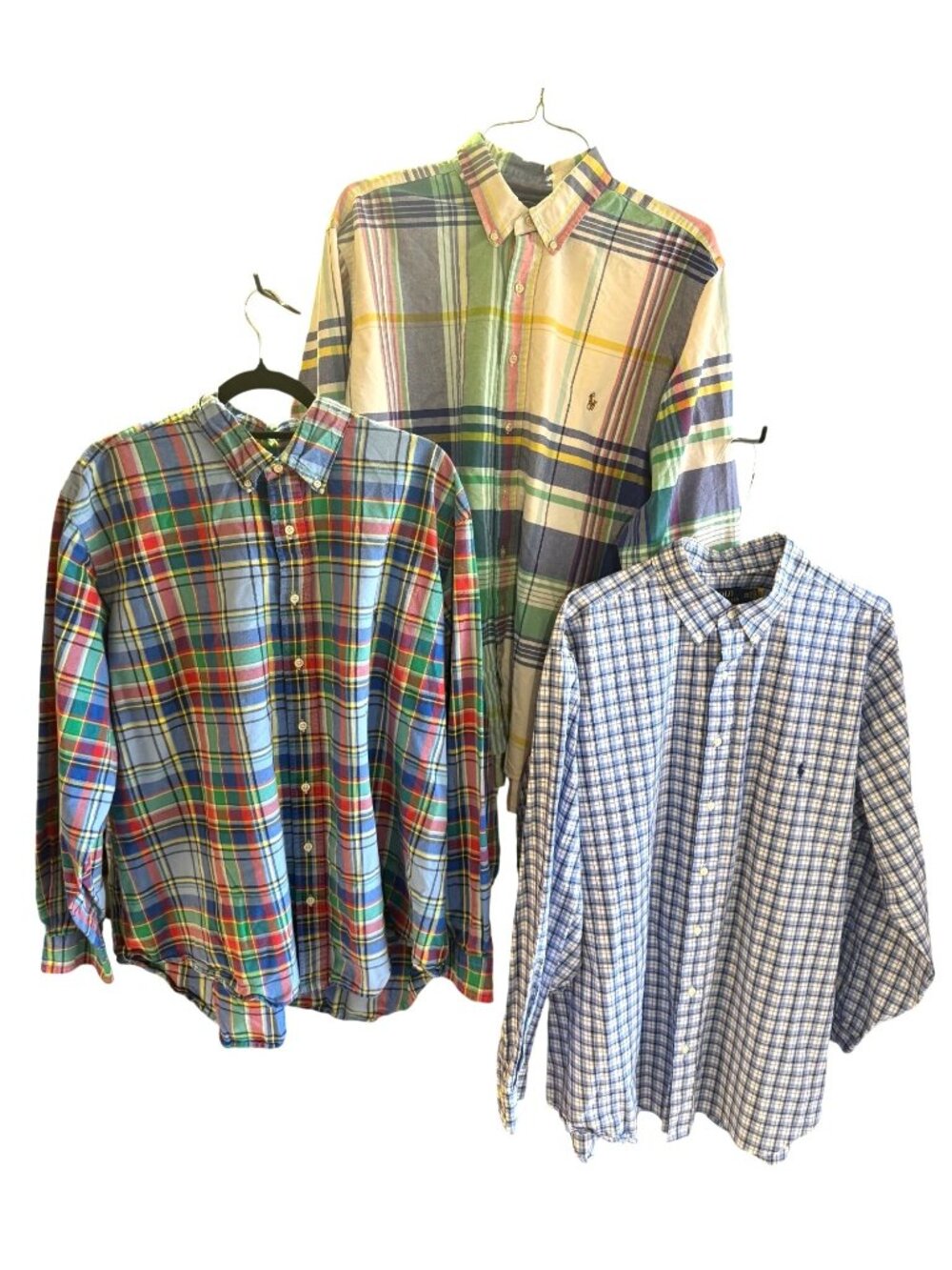 Polo Ralph Lauren Set Mens Button-Down Plaid Shirt 2XB Multicolor Cotton Preppy